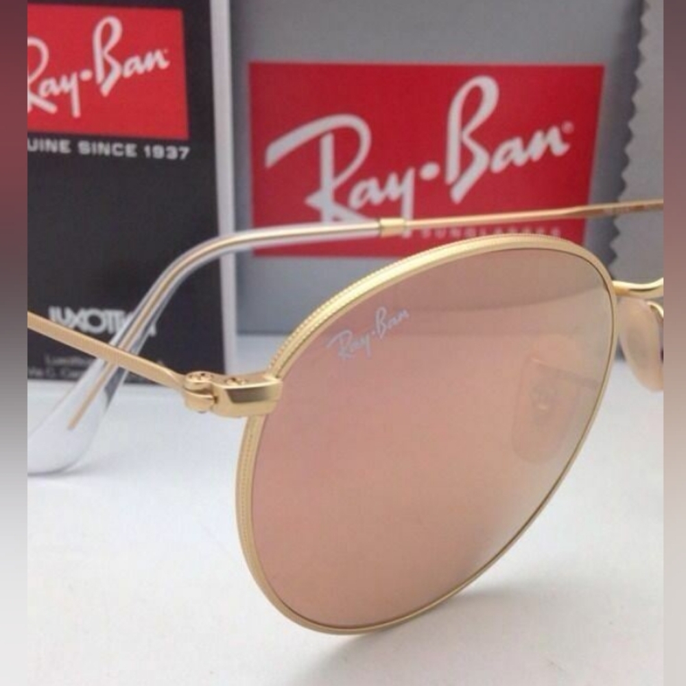 LIKE NEW Ray Ban Round Metal Pink Flash RB3447 Men /Women Sunglasses - Picture 9 of 16